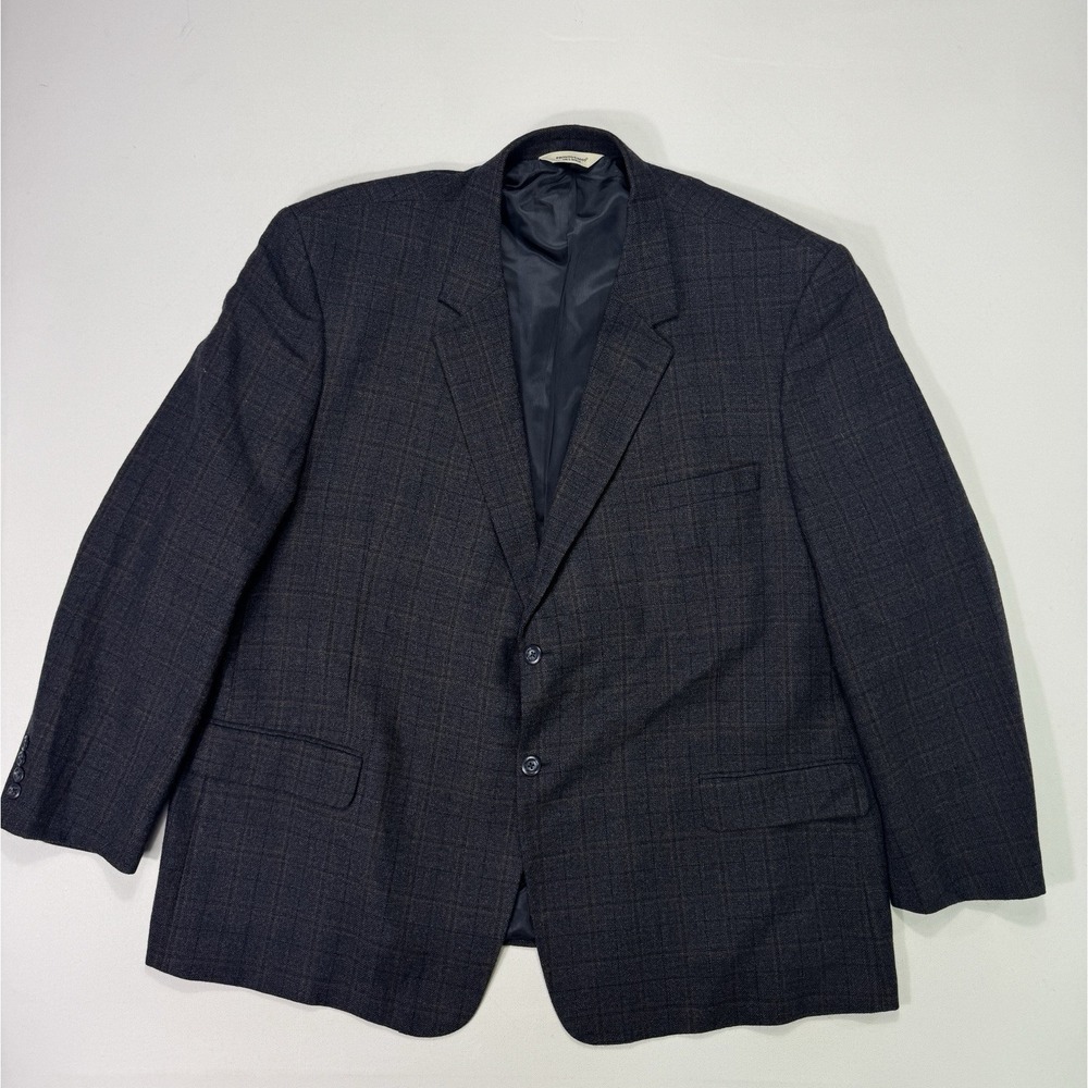 Pronto Uomo Luxury 100% Lambswool Blazer Mens 54R Brown Plaid Suit Jacket Career